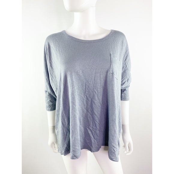 Chaser Gray Linen Top Deep Scoop Back Shirt Size M - Picture 1 of 7